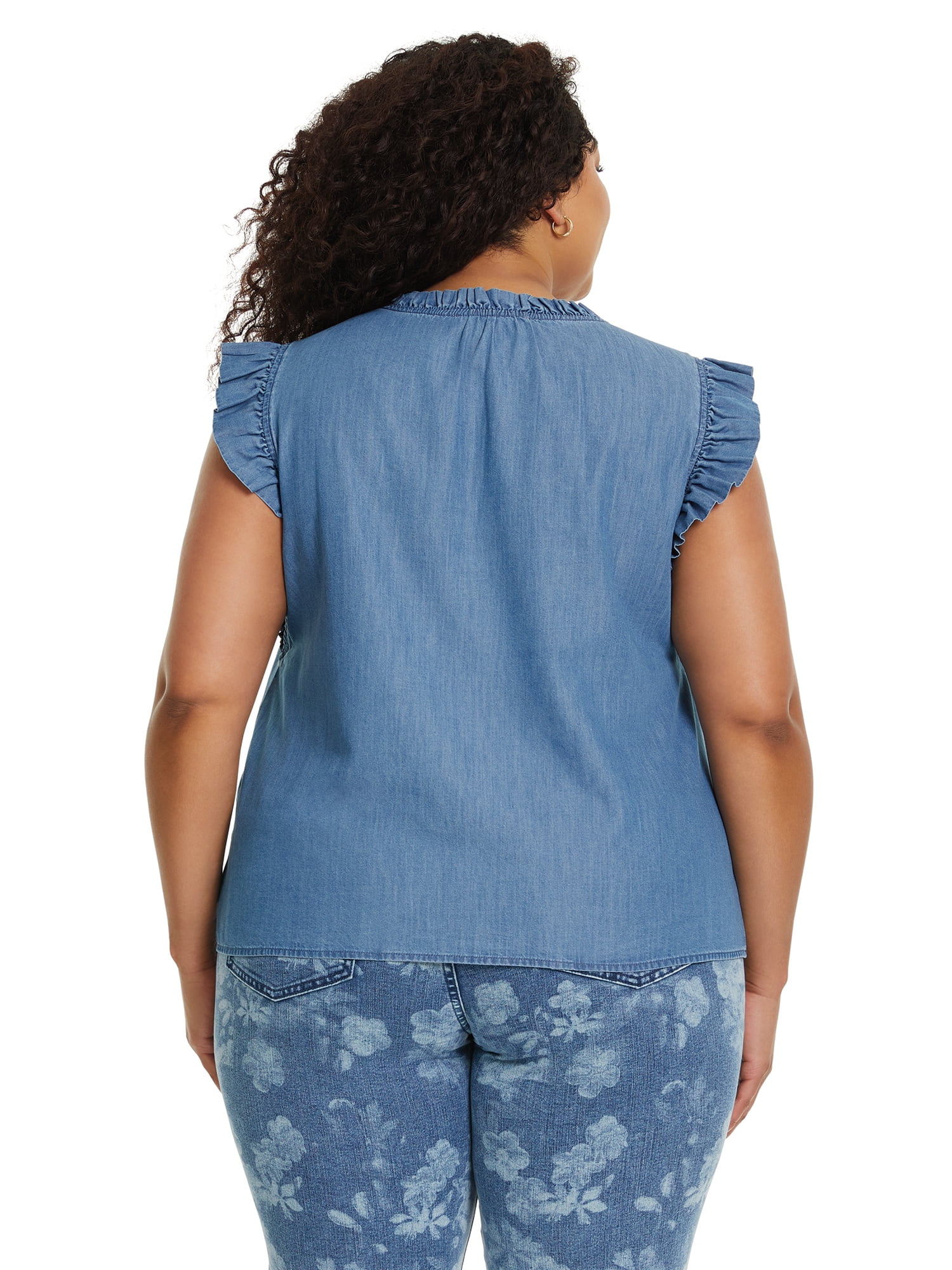 Gloria Vanderbilt Swan Series Women's Plus Ruffle Sleeve Top, Sizes 0X-4X