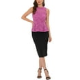 thumbnail image 2 of INSPIRE CHIC Women's Ruffle Neck Keyhole Back Sleeveless Floral Lace Peplum Top Purple S, 2 of 5