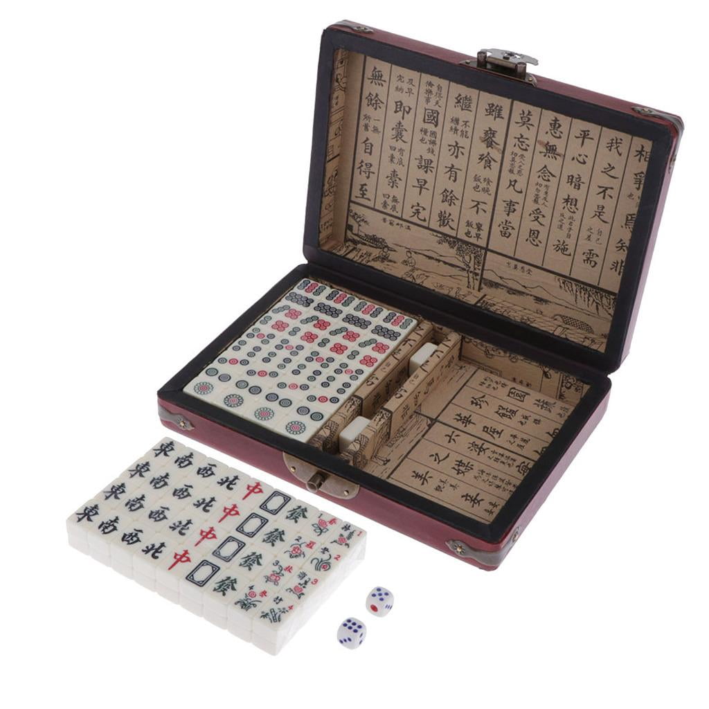 LeeQinersw Chinese Travel Mahjong Set with Case, Mini Mah Jongg for Family Fun Compact Size