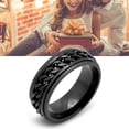 thumbnail image 4 of Anillo de cadena de descompresión Bling Bling de acero de titanio impermeable negro, 4 of 10