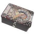 thumbnail image 3 of Vintage Tinplate Storage Box Lockable Small Cash Storage Box Jewelry Case with Lock, 3 of 3