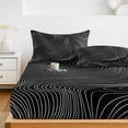 thumbnail image 6 of Twin Sze Fitted Sheet Set - Black White Striped 2 Piece Bedding Sets 16" Deep Pocket Fitted Sheet with 1 Pillowcase, Modern Abstract Art Lines Stripes Brushed Microfiber Hotel Luxury Bed Sheets, 6 of 9