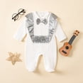 thumbnail image 2 of Faraee Baby Boys Gentleman Romper Button Down One-Piece Outfit Infant Cotton Tuxedo Jumpsuit Newborn Long Sleeve Clothes 0 3 6 12 Months Grey, 2 of 8