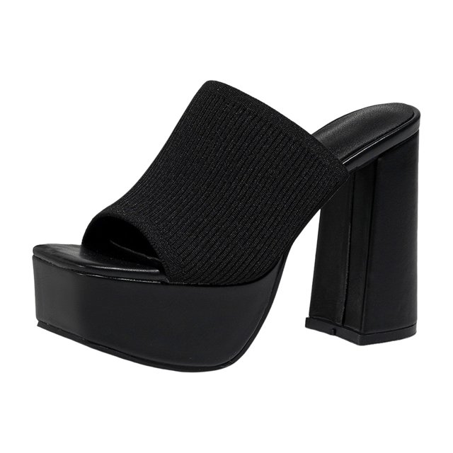 HSMQHJWE Sandales à Talon pour Femmes à Bout Carré Ouvert, Sandales de Plage à Talon, Sandales à Enfiler, Talon Bloc Haut, Chaussures de Mode pour Robe de Mariage