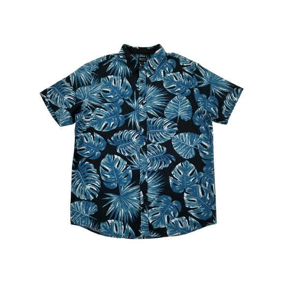 Matix Mens Black Palm Tropical Hawaiian Short Sleeve Button-Up Woven Shirt XXL