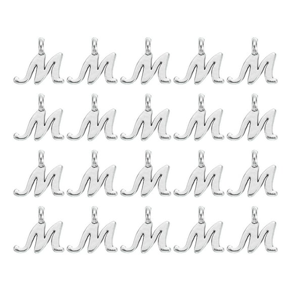 Uxcell 100 Pack A-Z Alphabet Charm, Metal Alphabet M Letter Charm Initial Charm Pendant Bead for Necklaces Bracelets Jewelry Making Crafts, Silver