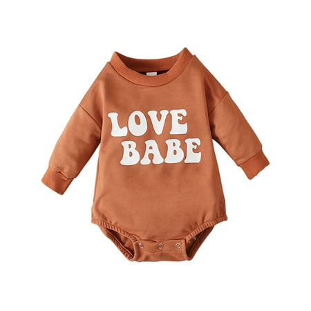

Bomotoo Baby Loose Playsuit Crew Neck Round Collar Jumpsuit Playing Cute Long Sleeve Romper Brown 100