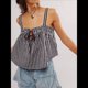 thumbnail image 4 of Camiseta Sin Mangas Y2K para Mujer, con Tirantes Finos, Peplum, Sin Mangas, con Lazo en la Parte Delantera y Bajo con Volantes, Ropa de Calle. Negro L, 4 of 8