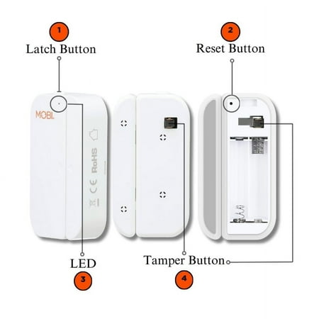 MOBI - 2-Pack Smart Nursery Wi-Fi Door, Window, and Gate Alert - White