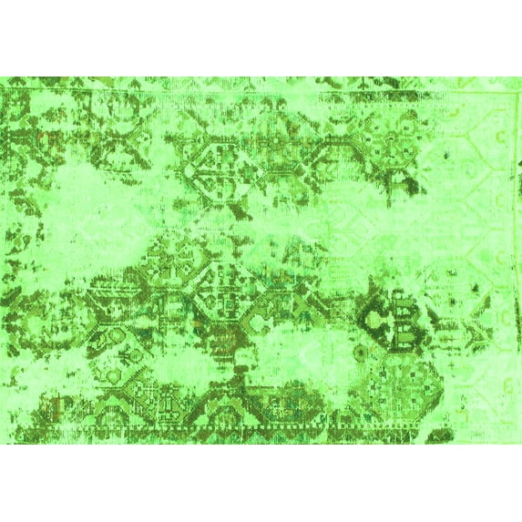 Ahgly Company Indoor Rectangle Abstract Green Modern Area Rugs, 2' x 5'