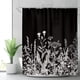 thumbnail image 1 of Cortina de ducha floral negra con flores silvestres, hierbas botánicas, plantas, naturaleza, flores, hojas, bosquejo, tela impermeable, 72 x 72 pulgadas, 1 of 5