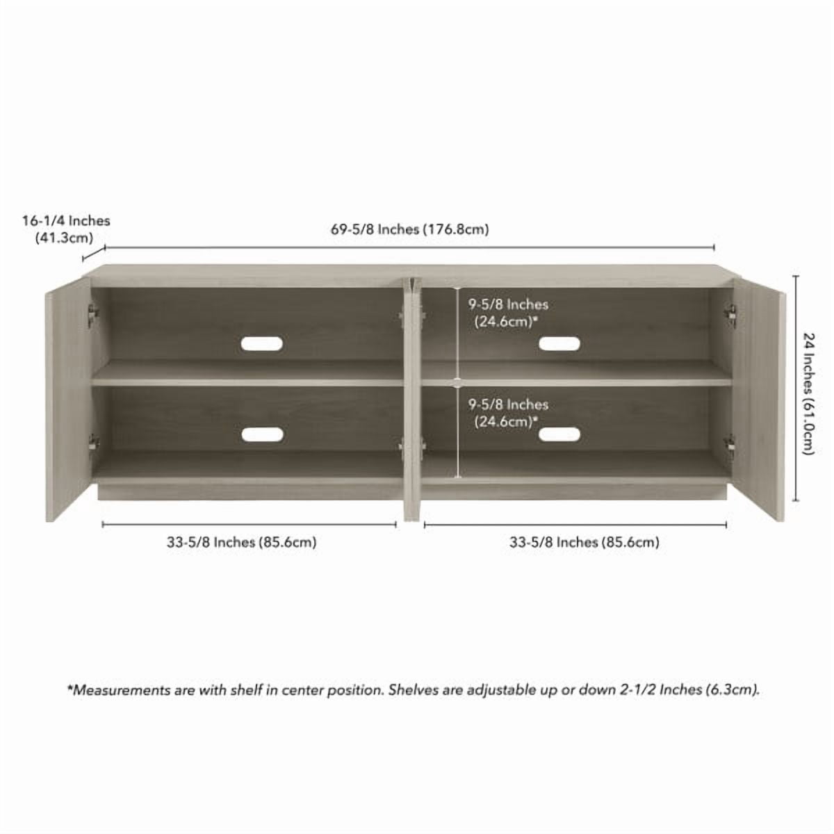 Tyler Rectangular Fluted TV Stand for TV's up to 78" in Alder White