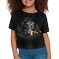 thumbnail image 3 of Uourmeti Dachshund Crop Top for Girls 5-14Y Summer Cute Short T Shirt Casual O Neck Pullover Lightweight Soft Sweatshirt, 3 of 5