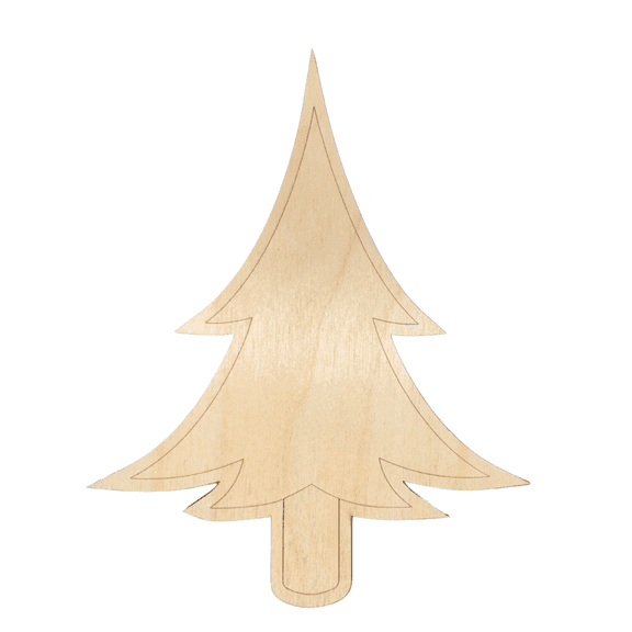Unfinished Wood Etched Tree Shape | Paint By Line Crafts 18" / 1/8"