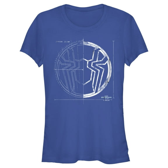 Junior's Marvel Spider-Man: No Way Home Spider Icon Blueprint  Graphic Tee Royal Blue Large