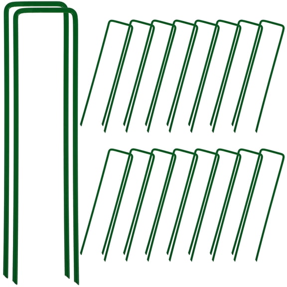 CIMAXIC 20pcs Ground Stakes Green Galvanized Steel Wire Fixing Landscaping Projects