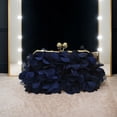 thumbnail image 6 of Moontgen Flower Evening Clutch Purse Trendy Shoulder Bag Wedding Party Bag (Dark Blue), 6 of 7