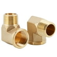 thumbnail image 2 of U.S. Solid 1/2 in MNPT x 1/2 in FNPT Brass Pipe Fitting 90 Degree Barstock Street Elbow Pack of 2, 2 of 5