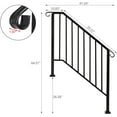 thumbnail image 3 of CHTER Handrails for Outdoor Steps, 3 Step Stair Hand Rail Kit, Transitional Wrought Iron Railings with Installation Kit, Stair Rails for Seniors, Concrete Steps & Porch & Deck(Black), 3 of 6