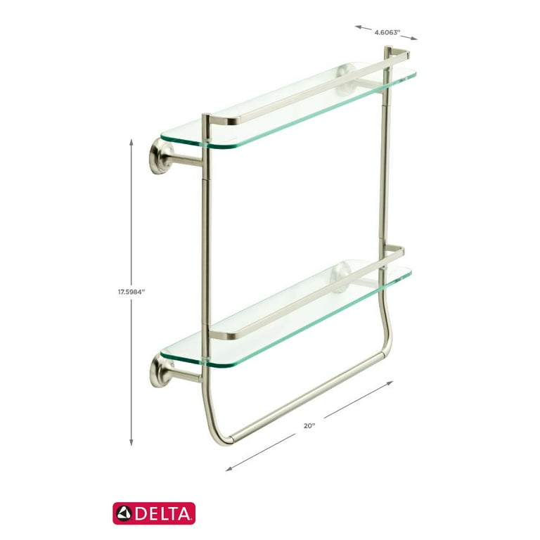 18 in. Glass Shelf with Double Towel Bar in SpotShield Brushed Nickel 18 in. Glass Shelf with Double Towel Bar in SpotShield Brushed Nickel