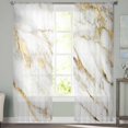 thumbnail image 2 of White Gold Marble Sheer Curtains 63 Inches Length 2 Panels Set, Window Sheer Curtains for Living Room/Bedroom, Simple Marble Geometric Light Filtering Rod Pocket Curtain 52'' x 63'' x 2, 2 of 7