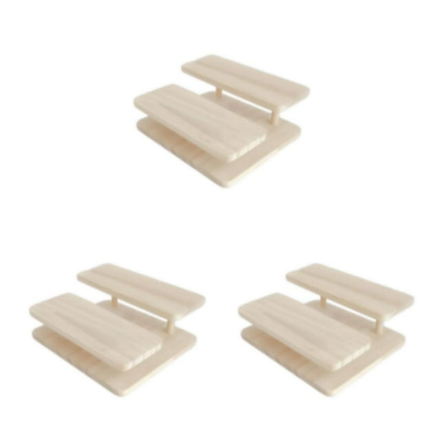 Thinsony Modern Wooden Rack Glasses Display Stand Holder Organizer 2 Layers 3Set