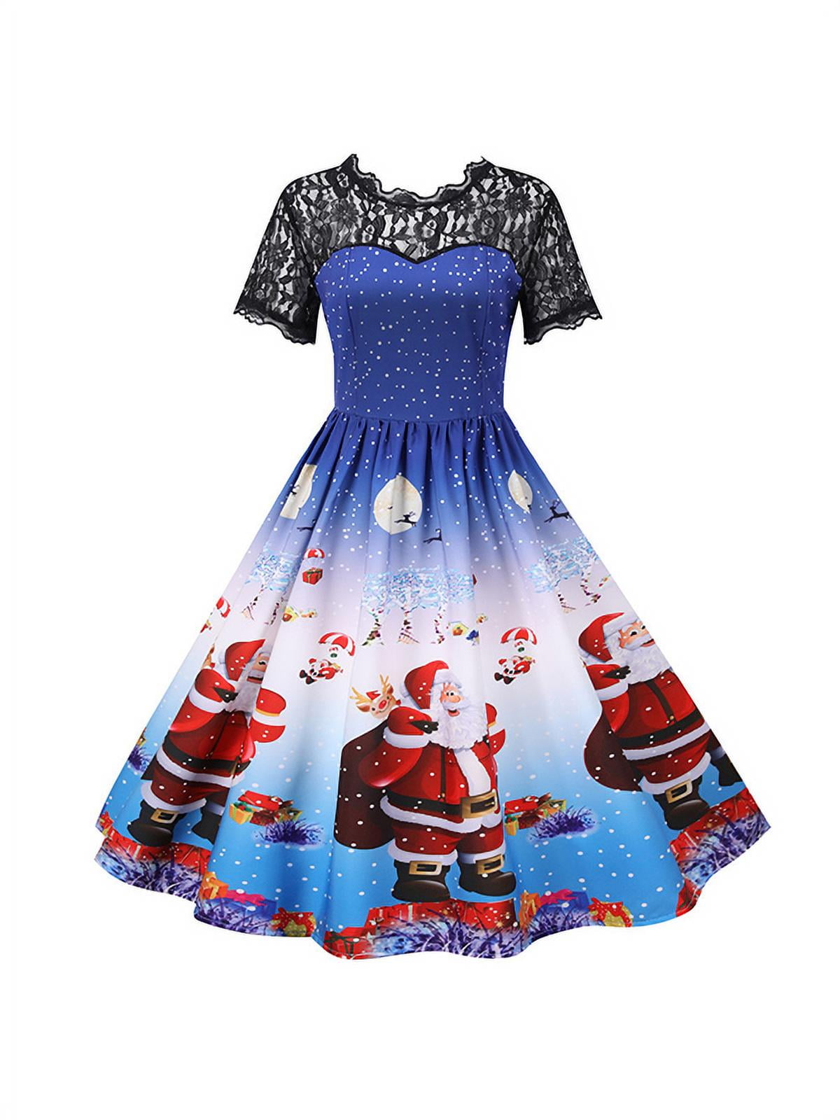 Julycc Christmas Party Santa Clause Print Dress Brunei | Ubuy