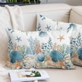 thumbnail image 2 of Teal Blue Coastal Pillow Covers 12"x20", Summer Beach Starfish Shell Coral Nautical Soft Brushed Microfiber Breathable Throw Pillow Covers, Decorative Pillowcase with Zipper for Couch Sofa Bedroom, 2 of 9