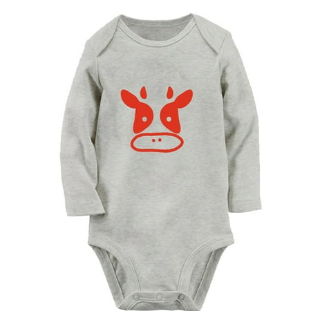 

Holy Cow I m Cute Funny Rompers Newborn Baby Unisex Bodysuits Infant Animal Cow Pattern Jumpsuits Toddler 0-12 Months Kids Long Sleeves Oufits (Gray 0-6 Months)