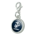thumbnail image 2 of Marine Corps USMC Text White Logo on Blue Officially Licensed Antiqued Bracelet Pendant Zipper Pull Charm with Lobster Clasp, 2 of 5