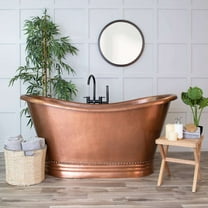 Harlow 71 Inch Copper Freestanding Double Slipper Bathtub - Medium Copper