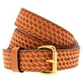 thumbnail image 1 of 1 1/2 Tan English Bridle Leather Belt Embossed Basket Weave Nickel-Free, 1 of 4
