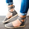 thumbnail image 7 of Yuanlong Women's Sandals Square Closed Toe Espadrille Flats Sole Sandals Lace Up Tie Ankle Strap Casual Outdoor Summer Shoes, 7 of 7