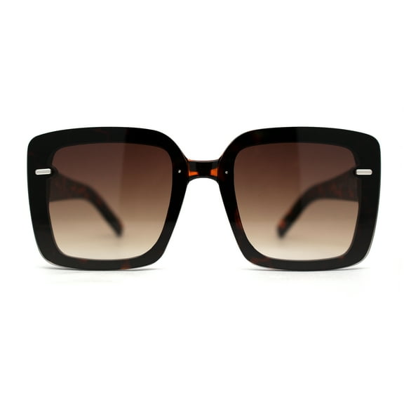 Womens Rectangle Rimless Thick Plastic Retro Designer Sunglasses Tortoise Brown