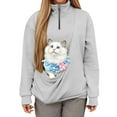 thumbnail image 3 of Shadoumai Cat Pouch Hoodie for Women Half Zip Kangaroo Pocket Dog Pouch Sweatshirts Pet Carrier Pullover Animal Holder Long Sleeve Tops, 3 of 9