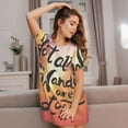 thumbnail image 3 of Fotbe Not All Who Wander Are Lost Bata de Dormir para Mujer con Estampado, Camisón de Algodón de Manga Corta, Ropa de Dormir Casual, 3 of 6