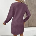 thumbnail image 3 of Garden Dresses for Women Solid Color Casual Long Sleeved V-neck Side Pocket Casual Fashion Dress, 3 of 6