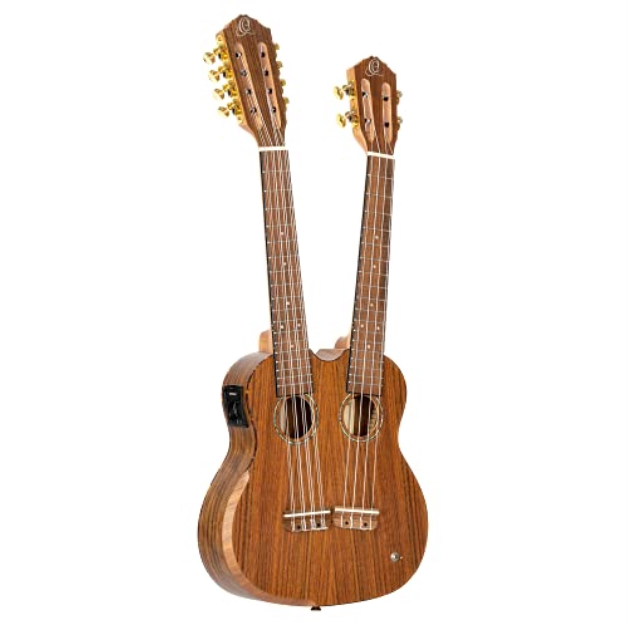 Custom Built Series Double Neck 4 & 8 String Tenor Acoustic-Electric Ukulele with Bag