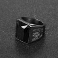 thumbnail image 4 of Stainless Steel Men's Ring Gemstone Hip Hop Style Black Jewelry Gift, 4 of 5