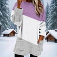 thumbnail image 2 of Hinvhai Women's Fleece Pullover Fuzzy Cozy Colorblock Sweatshirt Crew Neck Sweatshirt thermal Warm Oversized Tops with Pockets Purple XXXL(XXXL), 2 of 9