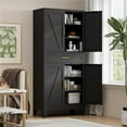 thumbnail image 5 of 71" Tall Pantry Storage Cabinet with Drawer and Adjustable Shelves, Freestanding Tall Kitchen Cupboard Storage Cabinet for Kitchen,Dining Room, Living Room, Black, 5 of 7