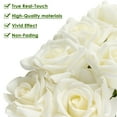 thumbnail image 3 of EDIMENS 10.23” Artificial Silk White Roses Wedding Bouquet (7 Count), 3 of 9