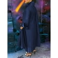 thumbnail image 4 of VONDA Women Plus Size Long Sleeve Buttons Solid Irregular Hem Dresses, 4 of 5
