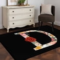 thumbnail image 3 of Black Letter D Flower Area Rugs 4x6 ft Watercolor Alphabet D Pink Beige Floral Leaf Washable Rug Non Slip Indoor Carpet Absorbent Floor Mat for Living Room Bedroom Dining Room, 3 of 9