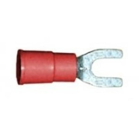 Sta Lok Terminals - 3M lok Vinyl Insulated Brazed Seam #6 Size Fork Terminal 22-18 Gauge (Red) - 100 Pieces, Forked spade type terminals for screw down connections By Scotch
