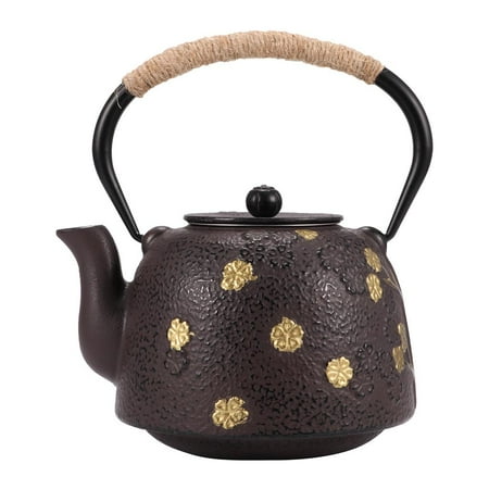 

800ml Cast Iron Tea Pot Cherry Blossom Tea Kettle Household Stovetop Teapot with Stainless Steel Filter Anti-scalding Handle for Home Adults Gift