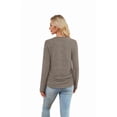 thumbnail image 4 of Ronuti Womens Sweaters Long Sleeve Shirts Fall Fashion 2026 Trendy Tops Ruched Outfits Winter Clothing Brown Shirts, 4 of 8