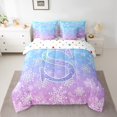 thumbnail image 2 of Homewish Initial S Letter Bedding Comforter Set 7pcs for Teens, Blue Purple Snowflake Queen Bedding Sets, Dreamy Western Christmas Queen Sheet Sets, Ultra Soft Bedroom Decor, 2 of 7