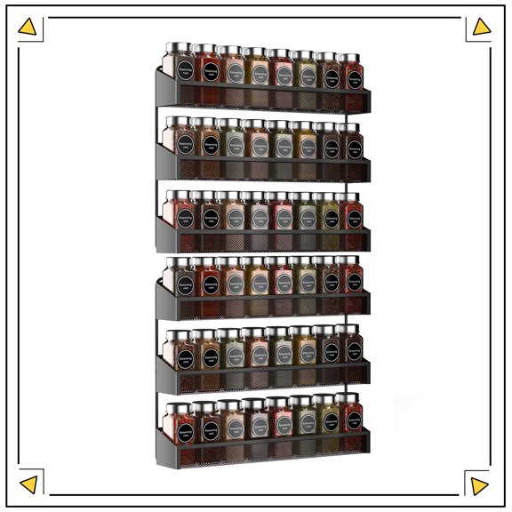 Auledio 2 Pack 3 Tier Metal Spice Rack Organizer Wall-Mount Spice Jars Organizer for Kitchen Cabinet, Black