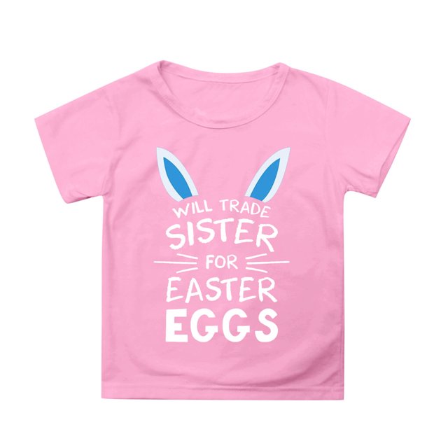 Toimothcn T-Shirts Filles Enfants Joyeuses Pâques Graphique Lapin Carotte Imprimé Manches Courtes Col Rond Doux Confortables T-Shirts Adaptés pour Usage Quotidien 8-9 Ans